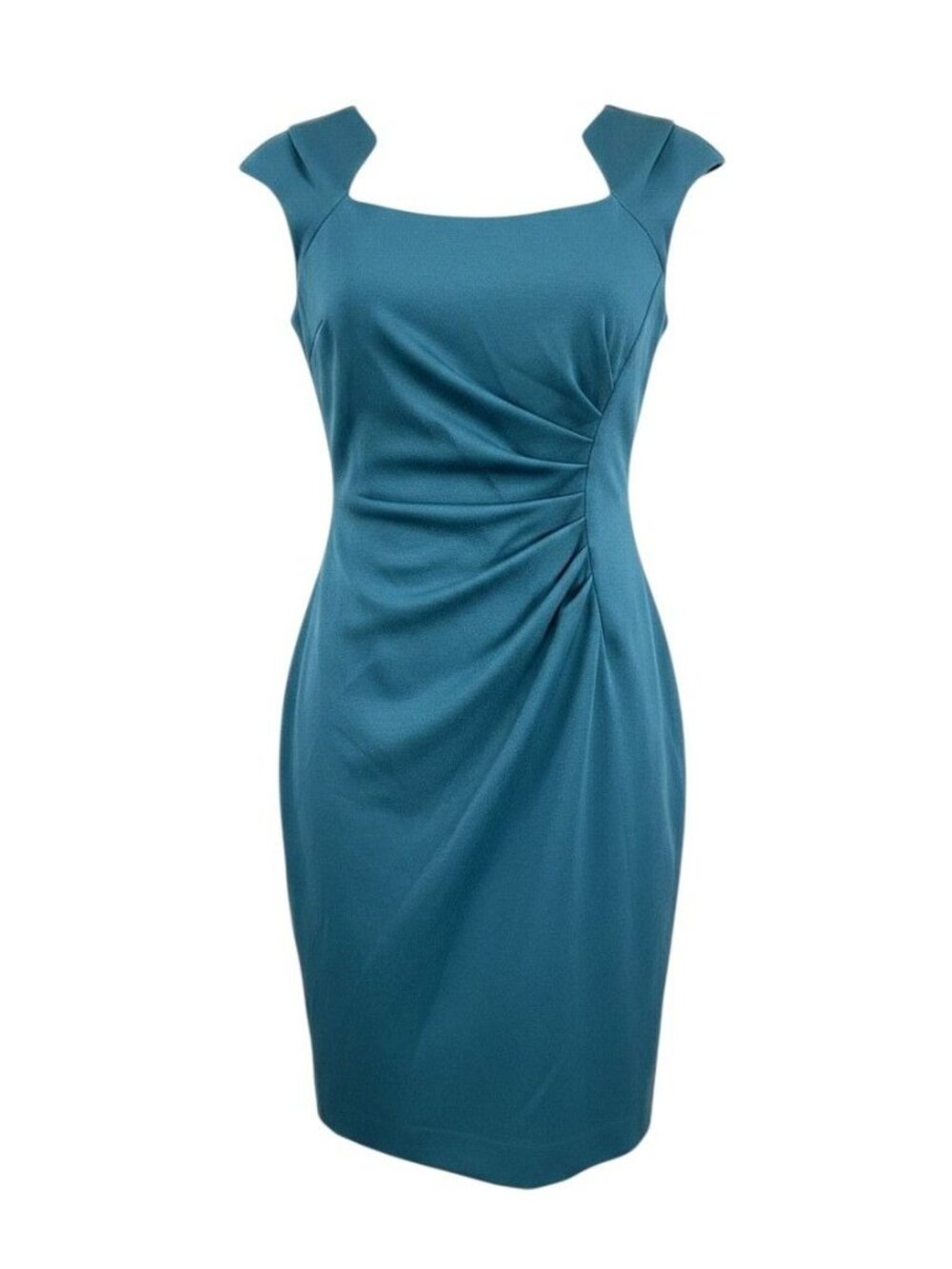 Calvin Klein Womens Teal Sleeveless Ruched Sheath Dress Size 4